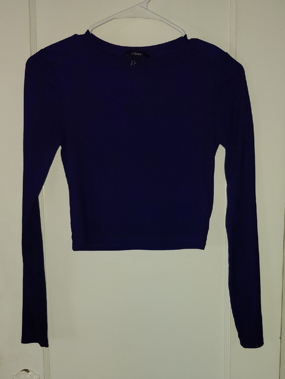 Forever 21 Long-Sleeve Crewneck Crop Top - Purple